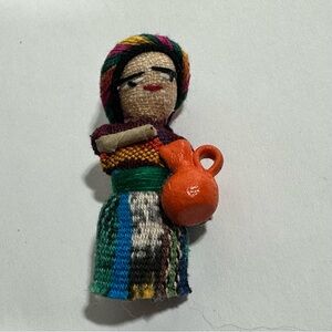 Guatemalan Whimsical Worry Doll Brooch Pin Handcrafted & Adorable Boho Ethnic
